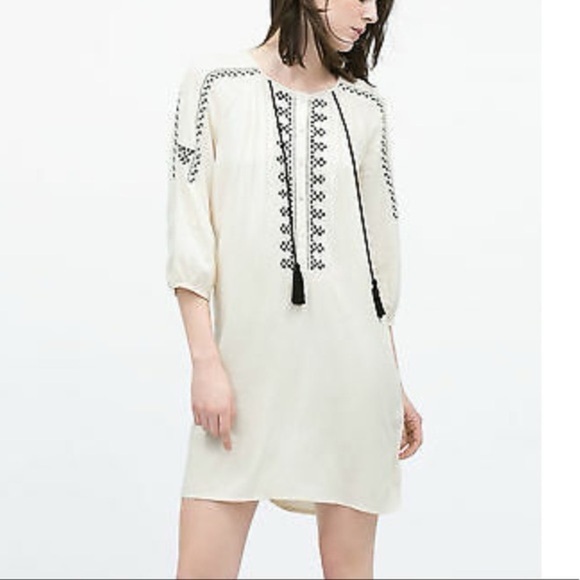 Zara embroidered tunic dress Medium 7901/053 - Picture 1 of 8